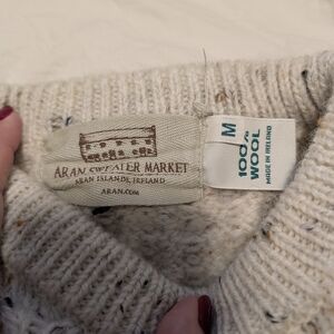 Aran Sweater Market Women's Cream Wool Crew Neck Sweater